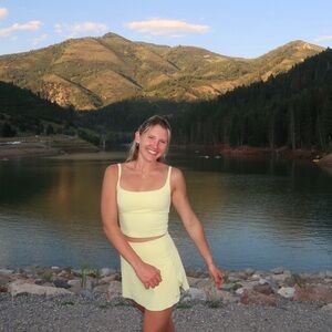 Yellow Crop Top and Skirt Set